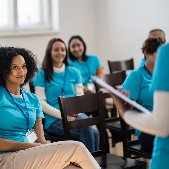 Volunteers at nonprofit or for-profit workforce development program